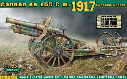 Пластикова модель 1/72 ACE 72544 Гаубиця US 155mm Howitzer Model of 1918 (wooden wheels)