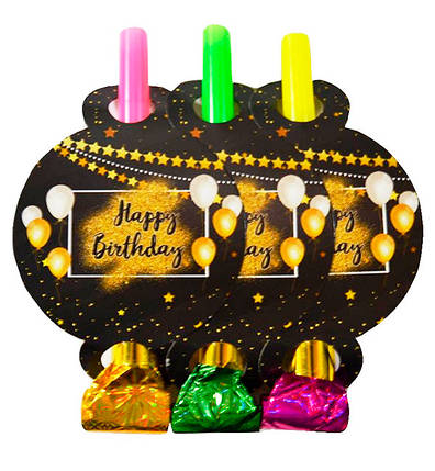 Гудки язички "Happy Birthday" 6 шт., довжина - 13 см, фото 1