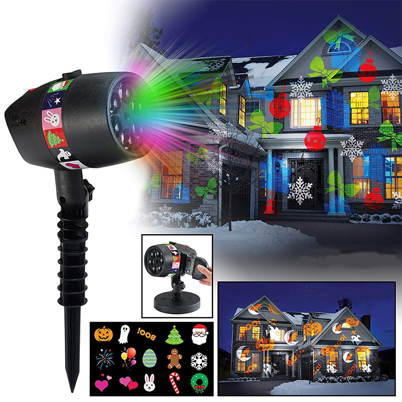 Декоративний вуличний новорічний лазерний проєктор Star Shower Pro LED: 12 картриджів