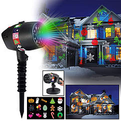 Декоративний вуличний новорічний лазерний проектор Star Pro Shower LED: 12 картриджів