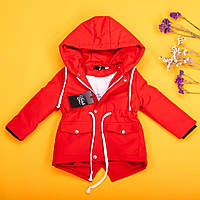Червона куртка-парка для дівчаток на демісезон з плащової тканини р. 80-134