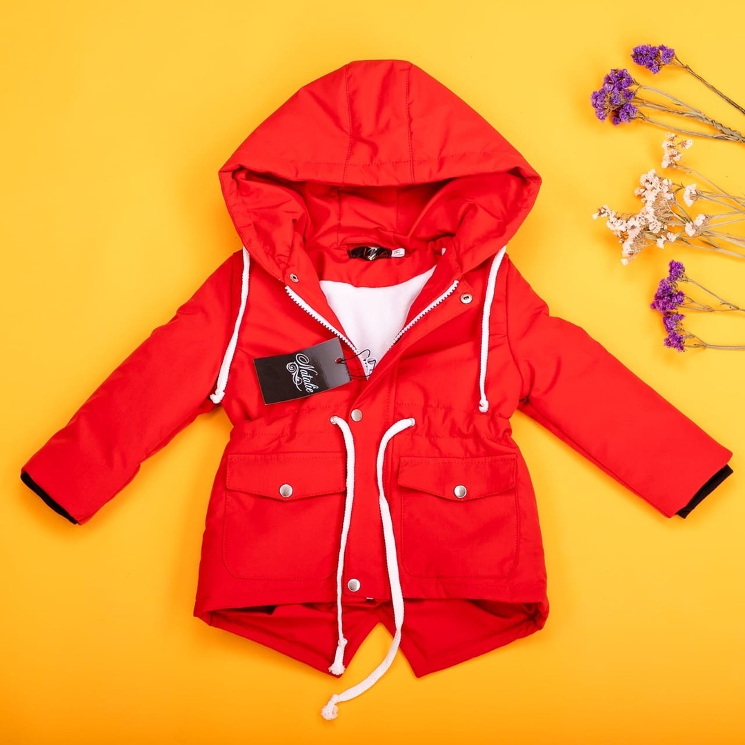Червона куртка-парка для дівчаток демісезон р 80-134
