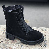 Жіночі зимові черевики Iva натуральна шкіра/замша чорні
