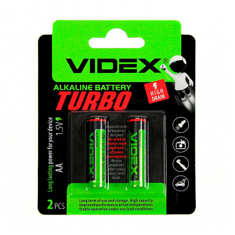 Батарейка Videx АА LR6 1.5 V Блистер 2 шт  щелочная .