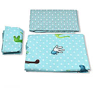 Постільна білизна Королева Ночі (Бязь) | Полуторний комплект | 50х70 | Динозаври на блакитному, фото 3