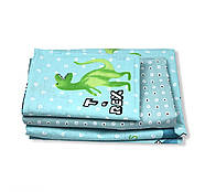 Постільна білизна Королева Ночі (Бязь) | Полуторний комплект | 50х70 | Динозаври на блакитному, фото 2