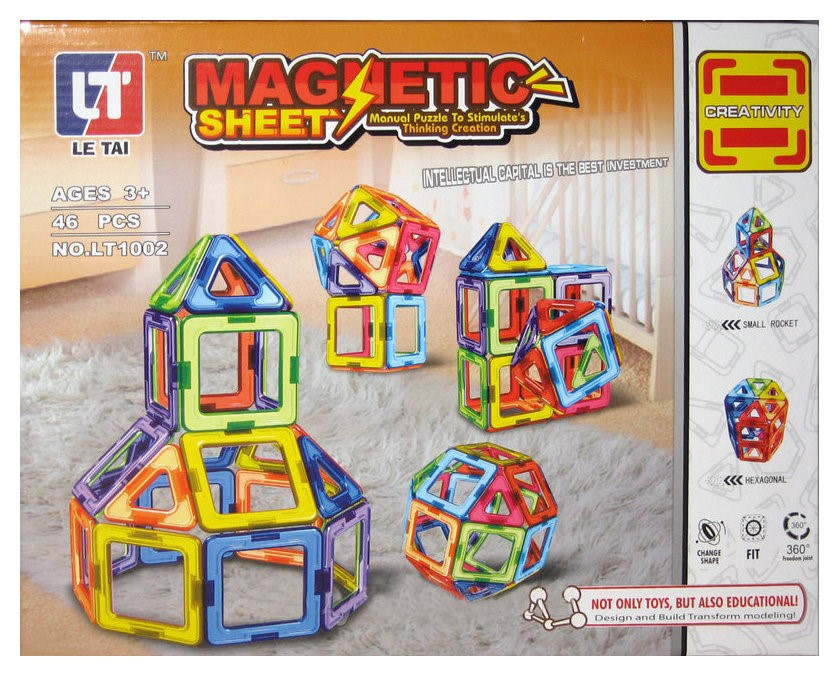 Конструктор магнітний 3D Magnetic Sheet, 46 дет., LT1002, фото 1