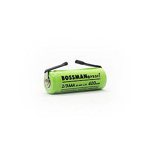 Промисловий Ni-Mh акумулятор 2/3 AAA Bossman 400mAh (1.2v) з контактами для пайки