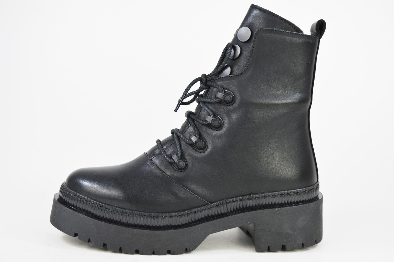 Черевики високі з прошивкою Guero 129120 чорні шкіра