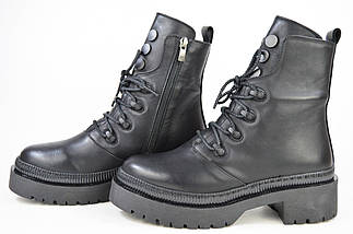 Черевики високі з прошивкою Guero 129120 чорні шкіра, фото 5