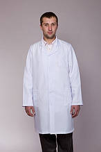 Класичний чоловічий медичний білий халат з габадину р.40-60