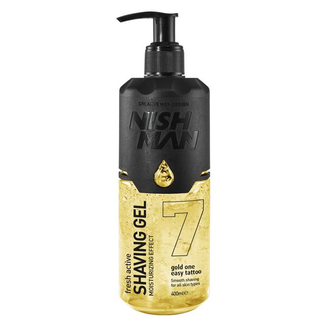 Гель для гоління Nishman No7 Easy Tattoo Gold One Shaving Gel (Золотий) з дозатором 400 мл