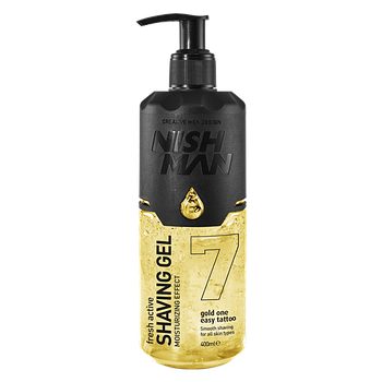 Гель для гоління Nishman No7 Easy Tattoo Gold One Shaving Gel (Золотий) з дозатором 400 мл