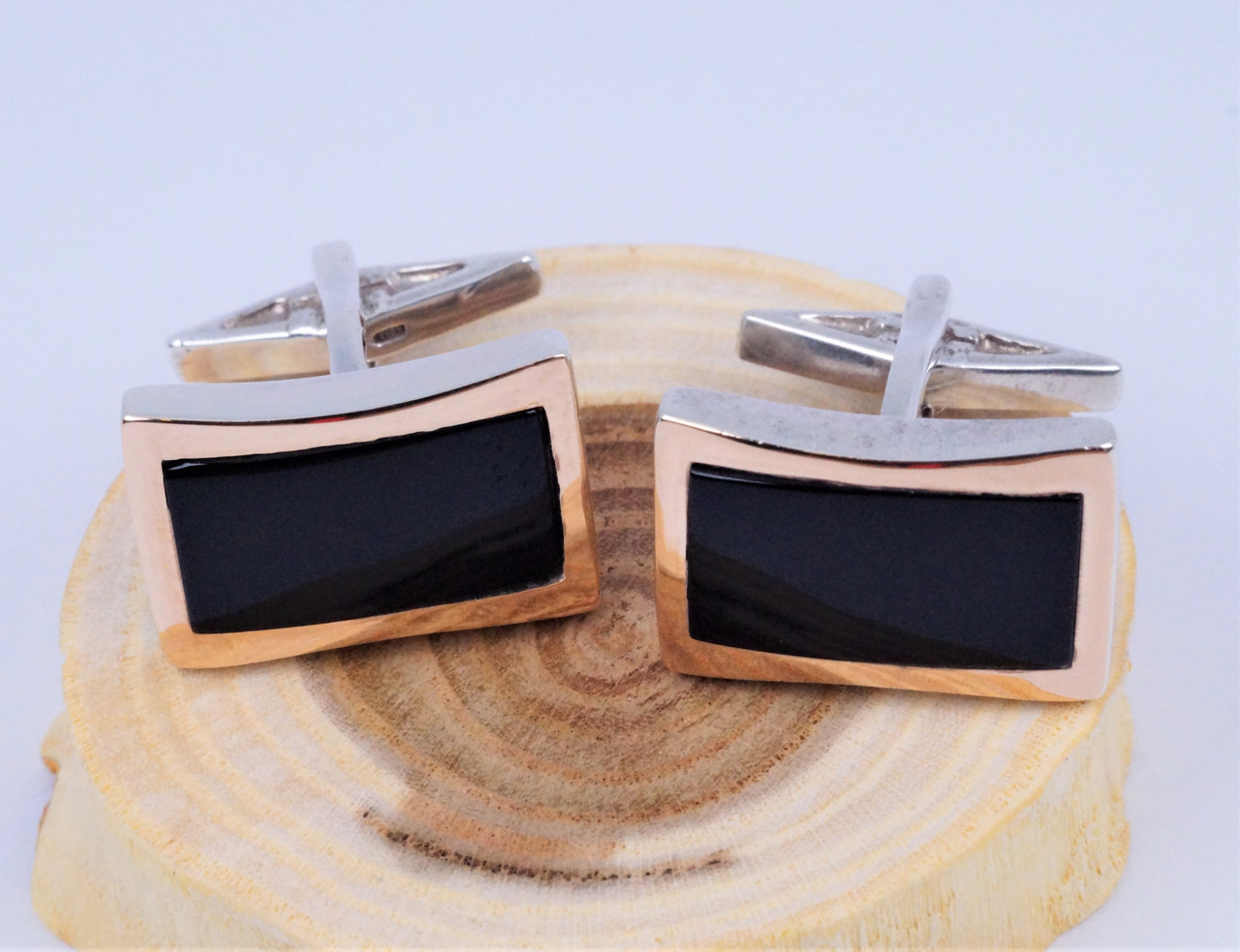 Запонки Мужские с Ониксом Серебро/золото 875/375 Пробы. — Купить ...