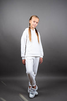 Костюм для дівчинки утеплений білого кольору Спортивний костюм - двійка з капюшоном теплий вік 6-10 років