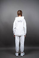 Костюм для дівчинки утеплений білого кольору Спортивний костюм - двійка з капюшоном теплий вік 6-10 років, фото 2