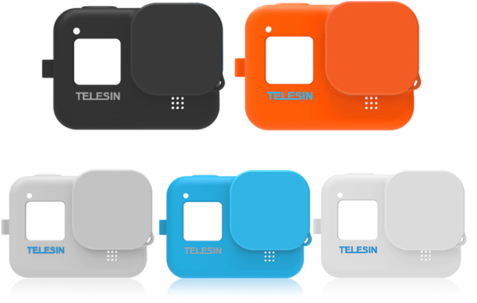 Силіконовий захисний чохол для GoPro 8 Telesin (сірий, блакитний)