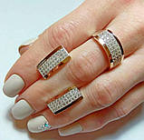 Шикарний срібний набір прикрас з золотими вставками і білими фіанітами "Белла", фото 2