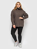 Симпатичне жіноче пальто шерсть букле баранець, колір коричневий, великих розмірів від 50 до 58
