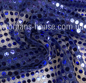 Паєткова тканина копійка Синій Електрик