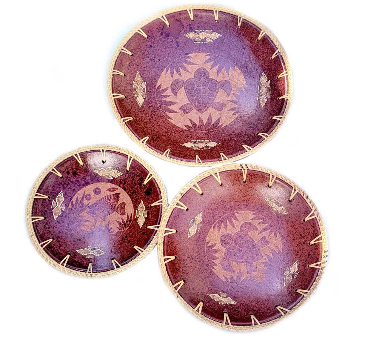 Страви теракотові набір 3 шт (d-31 h-6.5 см d-26 h-5 см d-22 h-4.5 см), фото 1