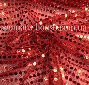 Тканина з паєтками "Копійка" Червоний