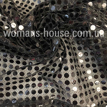 Тканина з паєтками Копійка Чорний