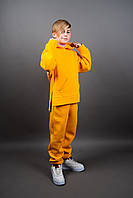 Костюм для хлопчика зимовий жовтого кольору теплий дитячий костюм-двійка спортивний вік 6-10 років, фото 3