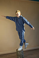 Костюм на хлопчика спортивний зимовий вік від 6 до 10 років дитячий утеплений синій
