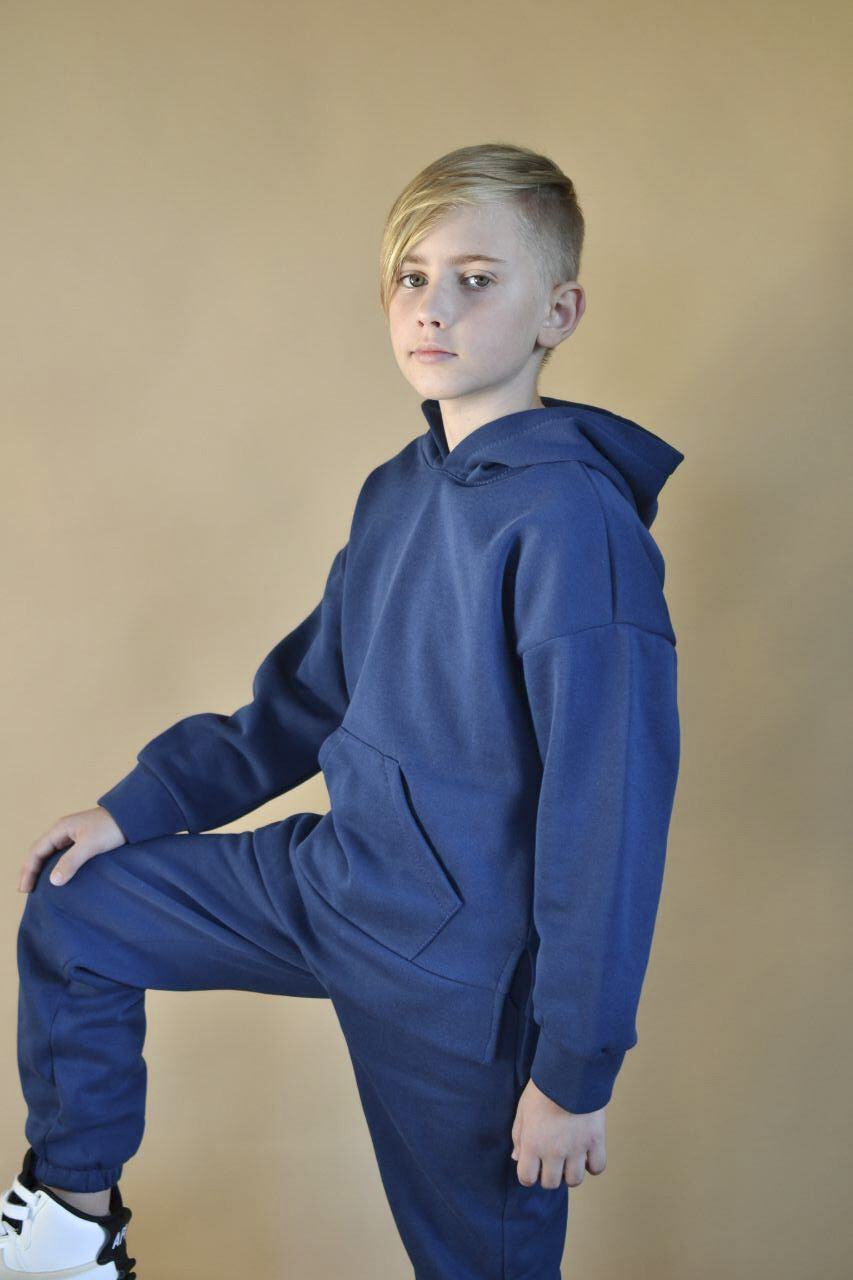 Костюм на хлопчика спортивний зимовий вік від 10 до 15 років підлітковий утеплений синій