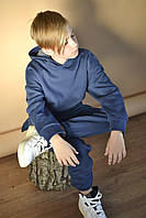 Костюм на хлопчика спортивний зимовий вік від 10 до 15 років підлітковий утеплений синій, фото 3