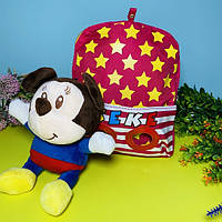 Детский рюкзак со съемной мягкой игрушкой Микки Маус