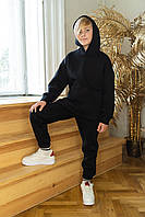 Костюм для хлопчика зимовий чорного кольору теплий дитячий костюм-двійка однотонний вік 10-15 років, фото 2