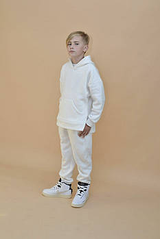 Костюм для хлопчика зимовий білого кольору Теплий дитячий костюм-двійка з капюшоном вік 10-15 років