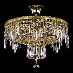 Кришталева чеська люстра стельова на гачок для зали, спальні на 6 ламп Ірис-400