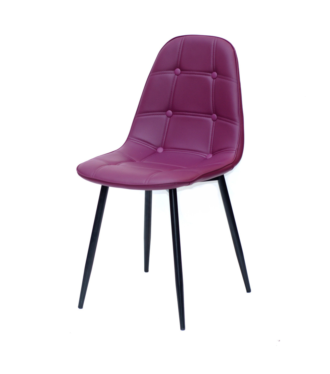 Пурпурний стілець на металевих чорних ніжках в еко-шкірі Alex Metal BK у вітальню, кухню, кафе