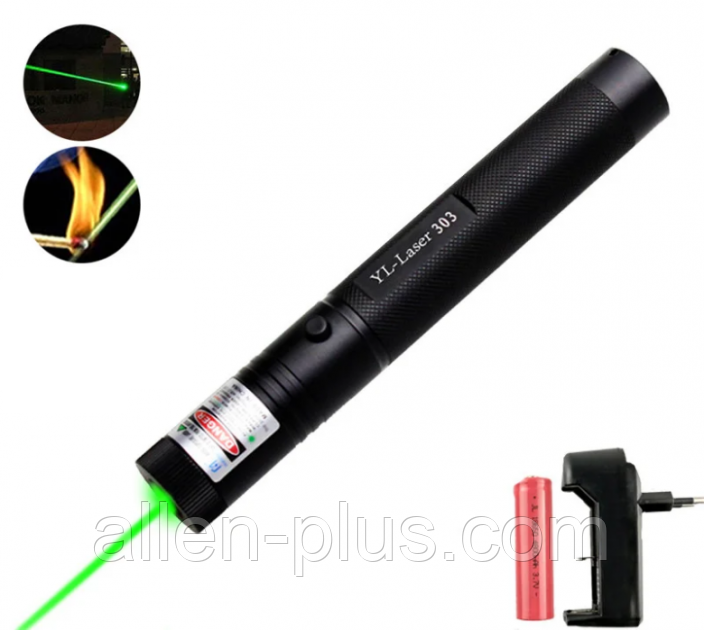 Лазерна указка GREN LASER 303, зелений лазер, 18650 + ЗП
