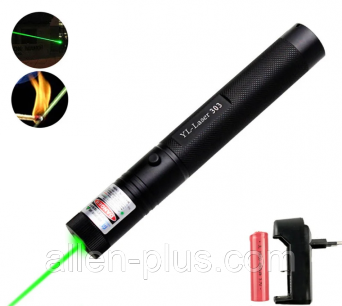 Лазерна указка Laser Pointer JD-303 (TY-Laser/YL-Laser), зелений лазер, до 10 км