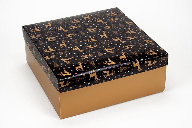Коробка "ГифтБокс" М0069-о8 золотий принт, розмір: 250*250*100 мм