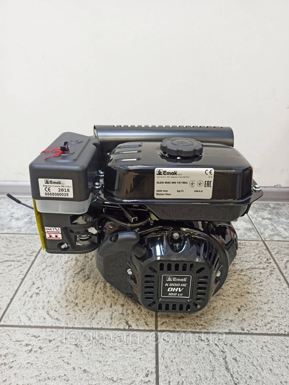 Двигун для культуватору Oleo-Mac К800 OHV 182 cc (горизонтальний вал/конус)