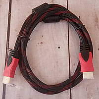 Кабель HDMI - HDMI 1.5m Шнур подключения усиленный в обмотке м Hight Speed Cable черный с красным Живые фото