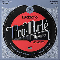 Струны для классической гитары D'Addario EJ45TT Classical Silverplated Wound Titanium Nylon Normal Tension