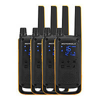 Рация Motorola Talkabout T82 Extreme QUAD PACK (0,5W, PMR446, 446MHz, до10км, 16кан, АКБ),4шт, оранжевая