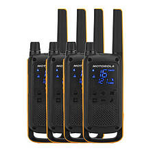 Рація Motorola Talkabout T82 Extreme QUAD PACK (0,5W, PMR446, 446MHz, до10км, 16кан, АКБ), 4 шт., жовтогаряча