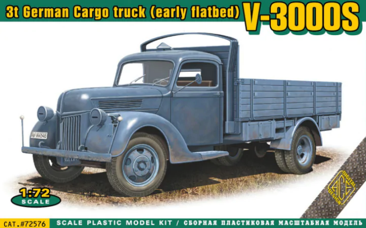 Пластикова модель 1/72 ACE 72576 Німецька вантажівка V-3000S 3t German cargo Truck (early flatbed) - фото 1 - id-p1285956186