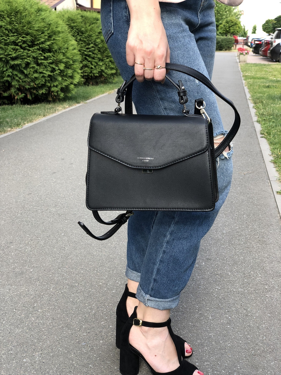 Жіноча сумка крос-боді David Jones CM5819-2 Чорна, фото 1
