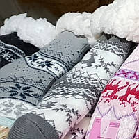 Шкарпетки теплі з підошвою "плямки" флісові домашні