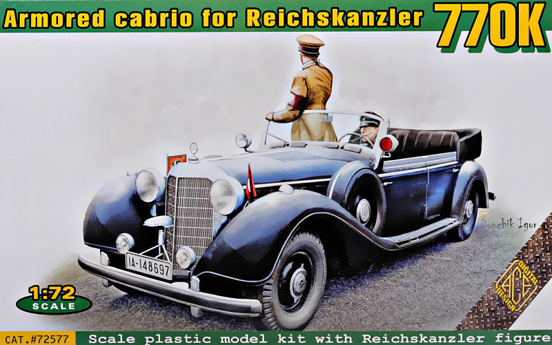 Пластикова модель 1/72 ACE 72577 Німецкий автомобіль MB-770K Offener Tourenwagen - armoured cabriolet, фото 1