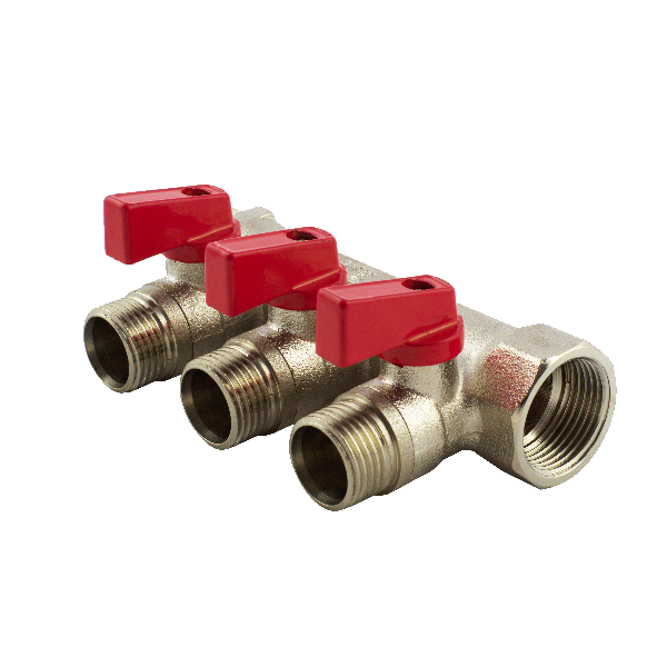 Колектор з кульовими кранами FADO 1" x 1/2"/3 (KSR13)