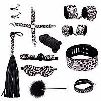 Леопардовый набор для ролевых игр с элементами садо-мазо 10в1 БДСМ набор игрушки BDSM Садо мазо наборы игры